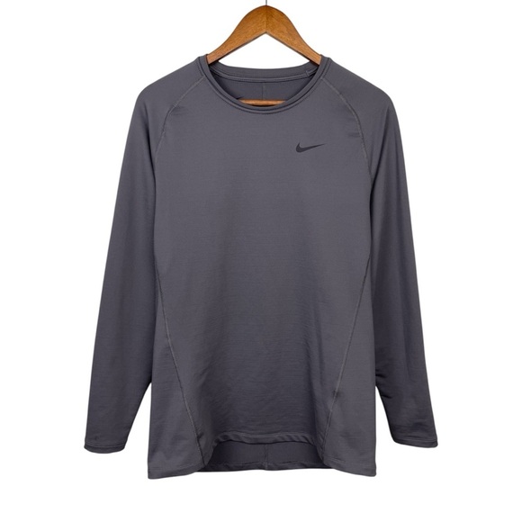 Nike Pro Slim Fit Gray Long Sleeve Crewneck Size L - Picture 1 of 8